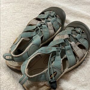 Keen Blue and Tan Sandals with Protective Toe Cap
